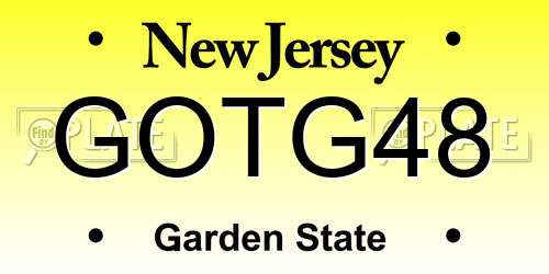 GOTG48 New Jersey License Plate