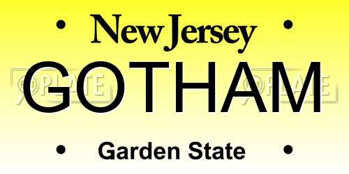 GOTHAM New Jersey License Plate