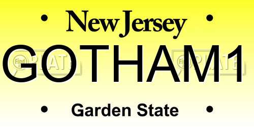 GOTHAM1 New Jersey License Plate