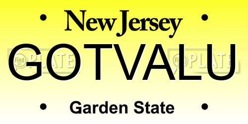 GOTVALU New Jersey License Plate