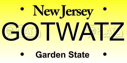 GOTWATZ New Jersey License Plate