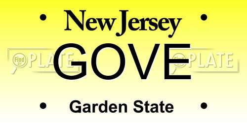 GOVE New Jersey License Plate