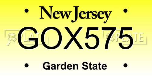GOX575 New Jersey License Plate