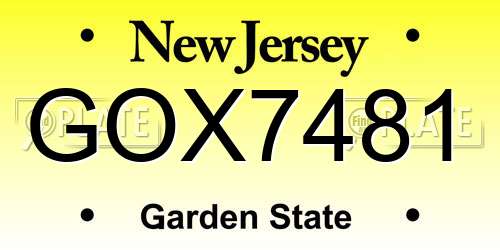 GOX7481 New Jersey License Plate
