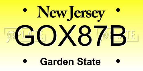 GOX87B New Jersey License Plate