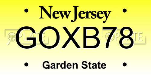 GOXB78 New Jersey License Plate