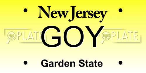 GOY New Jersey License Plate
