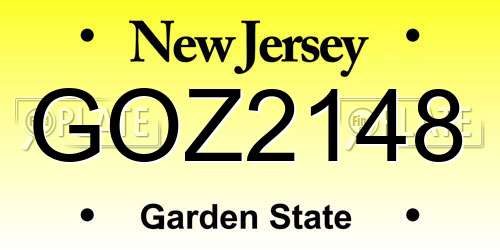 GOZ2148 New Jersey License Plate