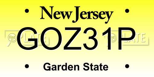 GOZ31P New Jersey License Plate