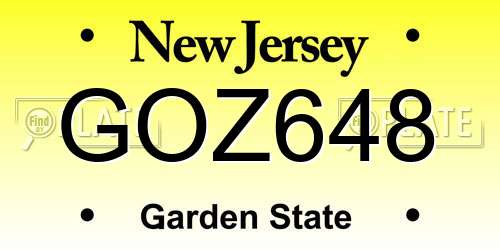 GOZ648 New Jersey License Plate