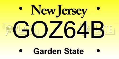 GOZ64B New Jersey License Plate