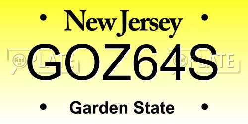 GOZ64S New Jersey License Plate