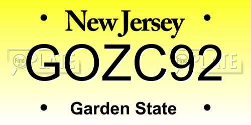 GOZC92 New Jersey License Plate