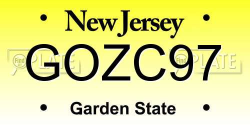 GOZC97 New Jersey License Plate