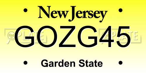GOZG45 New Jersey License Plate