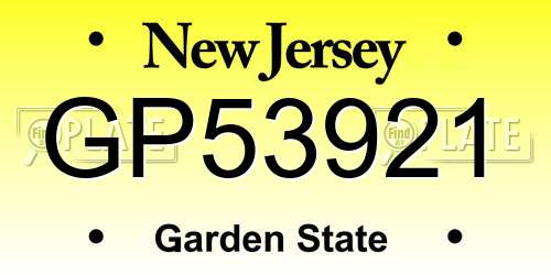 GP53921 New Jersey License Plate
