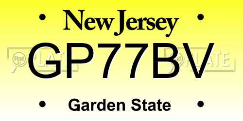 GP77BV New Jersey License Plate