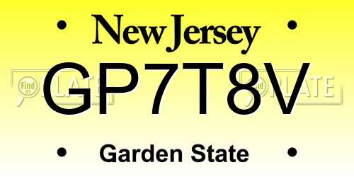 GP7T8V New Jersey License Plate