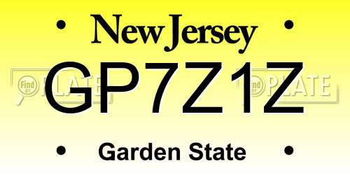 GP7Z1Z New Jersey License Plate