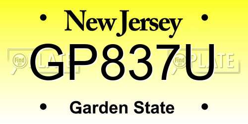 GP837U New Jersey License Plate