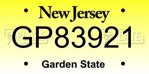 GP83921 New Jersey License Plate