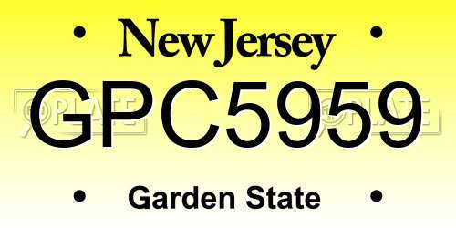 GPC5959 New Jersey License Plate