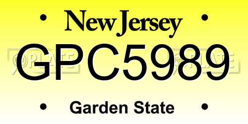 GPC5989 New Jersey License Plate
