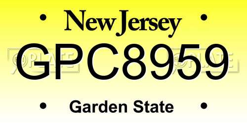 GPC8959 New Jersey License Plate