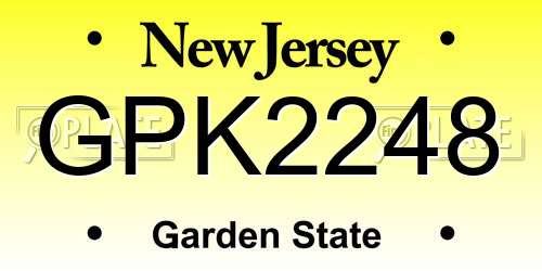 GPK2248 New Jersey License Plate