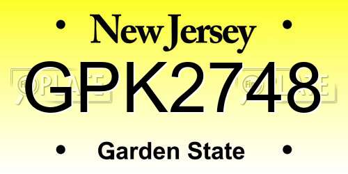 GPK2748 New Jersey License Plate