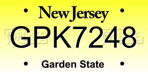 GPK7248 New Jersey License Plate