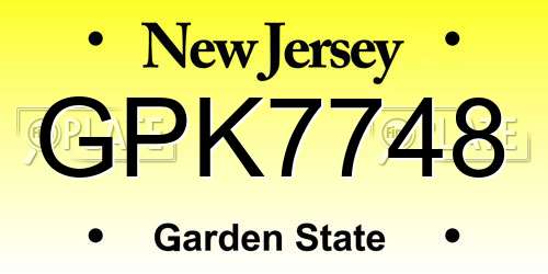 GPK7748 New Jersey License Plate