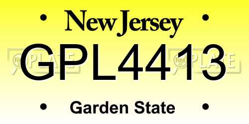 GPL4413 New Jersey License Plate