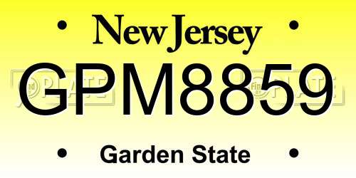 GPM8859 New Jersey License Plate