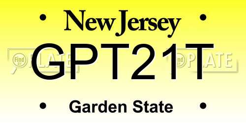 GPT21T New Jersey License Plate