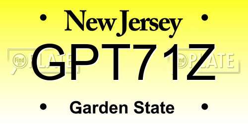 GPT71Z New Jersey License Plate