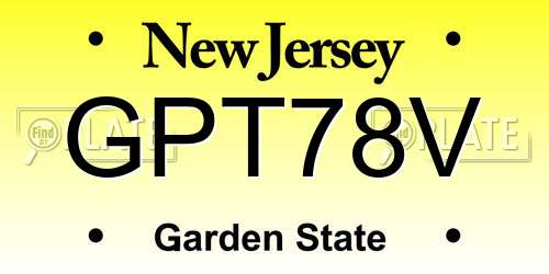 GPT78V New Jersey License Plate