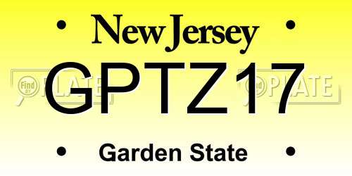 GPTZ17 New Jersey License Plate