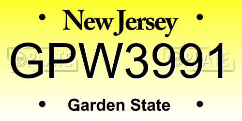 GPW3991 New Jersey License Plate