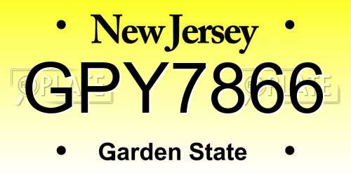 GPY7866 New Jersey License Plate