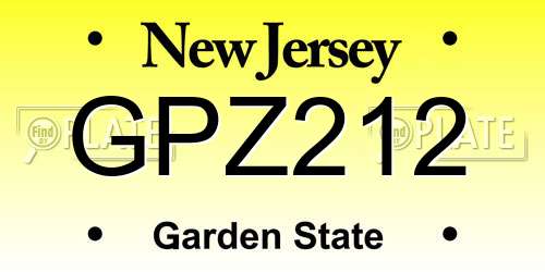 GPZ212 New Jersey License Plate