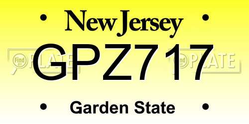 GPZ717 New Jersey License Plate