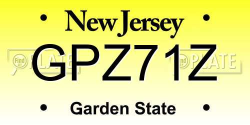 GPZ71Z New Jersey License Plate