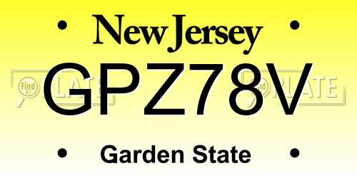 GPZ78V New Jersey License Plate