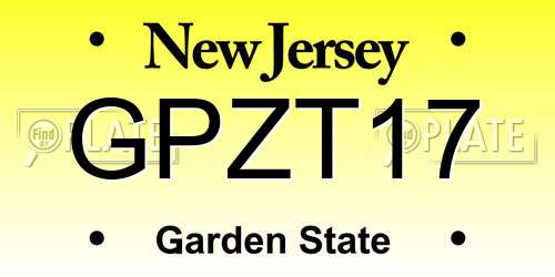 GPZT17 New Jersey License Plate