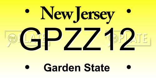 GPZZ12 New Jersey License Plate