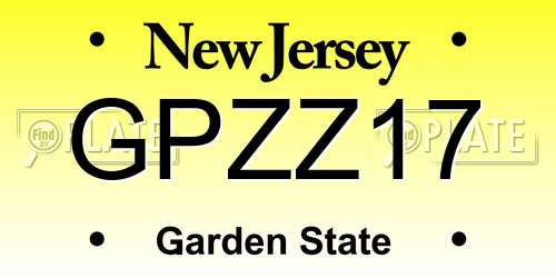 GPZZ17 New Jersey License Plate
