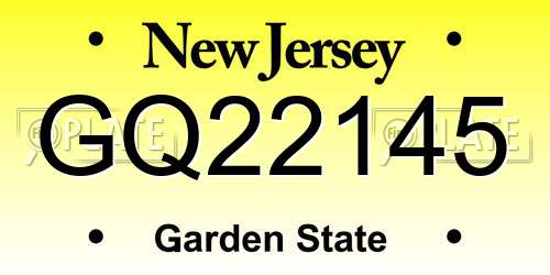 GQ22145 New Jersey License Plate