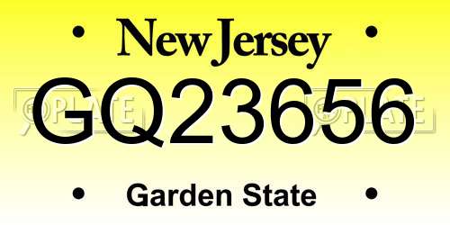 GQ23656 New Jersey License Plate