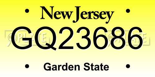 GQ23686 New Jersey License Plate